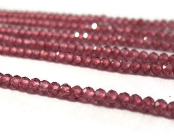 Rhodolite Garnet Beads, Small Faceted Rondelles, 2.2mm - 2.5mm, 6.5 Inch Strand, Beautiful Gemstones for Making Jewelry (R-Rho2)