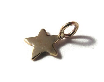 Tiny Star Charm, Shiny Gold Natural Bronze Star Charm for Jewelry Making, 8mm x 5.2mm, Charm Necklace or Bracelet (CH 3050)