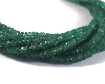 Natural Emerald Beads, 7 Inch Strand of Non Treated Faceted Rondelles, 3mm, Natural Gemstones for Jewelry Making (Luxe-Em1b)