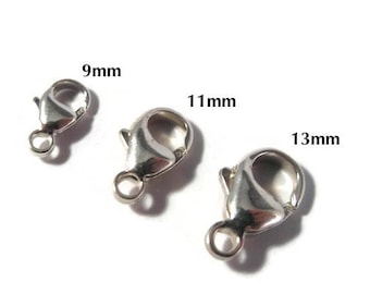 One Silver Clasp, .925 Sterling Silver, 9mm, 11mm or 13mm Lobster Claw, Silver Findings, Jewelry Supplies (F 117s)