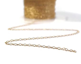 Thin Gold Chain, 14k Gold Filled Smooth Cable Chain, By The Foot, 1.2mm Small Gold Jewelry Chain for Necklaces (1020f)