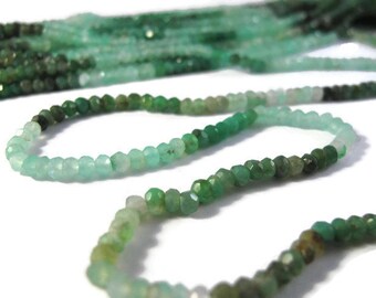 Chrysoprase Rondelles, 3.8mm, Shaded Green Gemstone Beads, 7 Inch Half Strand, Jewelry Supplies (R-Ch5a)