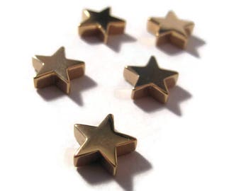 Gold Star Bead, Shiny Gold Natural Bronze Star Charm for Jewelry Making, 9.5mm x 9mm, Charm Necklace or Bracelet (CH 1599)