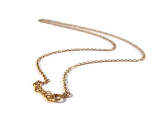 Plain Gold Chain, Gold Cable Chain, 2mm Gold Filled 16 Inch Finished Chain with One Inch Extender, Everyday Simple Necklace with Spring Ring