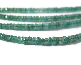 Natural Emerald Beads, 14 Inch Strand of Non Treated Faceted Rondelles, 3mm, Natural Gemstones for Jewelry Making (Luxe-Em1a)