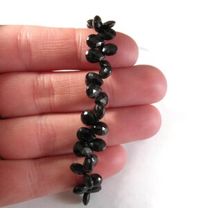 Black Spinel Beads, 7mm x 5mm Faceted Pear Shaped Briolettes, 4 Inch Strand of Natural Gemstones for Making Jewelry B-Sp2a image 4