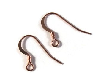 Rose Gold Earwires, One (1) Pair of Rose Gold Filled French Wires, Earring Findings, Rose Gold Jewelry Supplies (F-258rf)