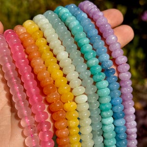 8mm Rondelle Beads, Pastel Candy Beads, Smooth Rondelle Beads, 8mm Rondelle, Candy Beads, Gemstone Beads, Rainbow Gemstone Beads,