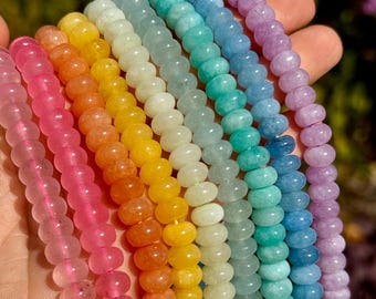 8mm Rondelle Beads, Pastel Candy Beads, Smooth Rondelle Beads, 8mm Rondelle, Candy Beads, Gemstone Beads, Rainbow Gemstone Beads,
