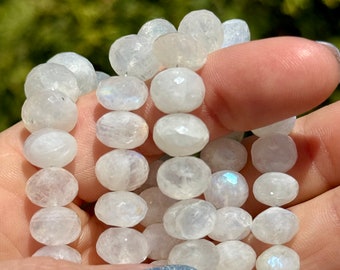 Rainbow Moonstone Rondelles, 6mm - 9mm+ Graduated Bead Strand, Rainbow Moonstone Beads, Moonstone  Rondelles, R-MO17