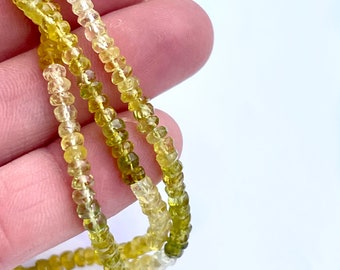 Yellow Diopside Rondelles, 3mm - 4mm Faceted Rondelles, Natural Gemstone Beads, Bright Yellow Beads, Shaded Yellow and Green Beads, R-YD1