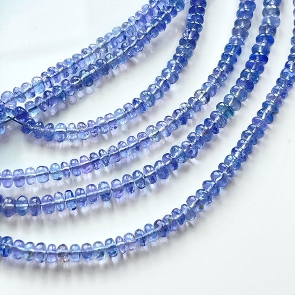 Tanzanite 3mm - 4mm Smooth Rondelles, Natural Gemstones, Purple Gems, Blue Gemstone Beads, December Birthstone, Beads for Jewelry(R-TA4)