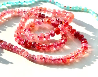 Pink Spinel Necklace, Dainty Gemstone Jewelry, Red and Pink Gems