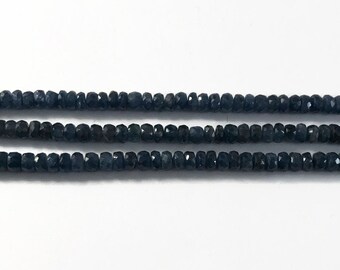 Sapphire Faceted Rondelle Beads, 2.2-3.5mm Graduated Natural Gemstones for Jewelry Making, 8.5 inch strand (Luxe-SA8e)