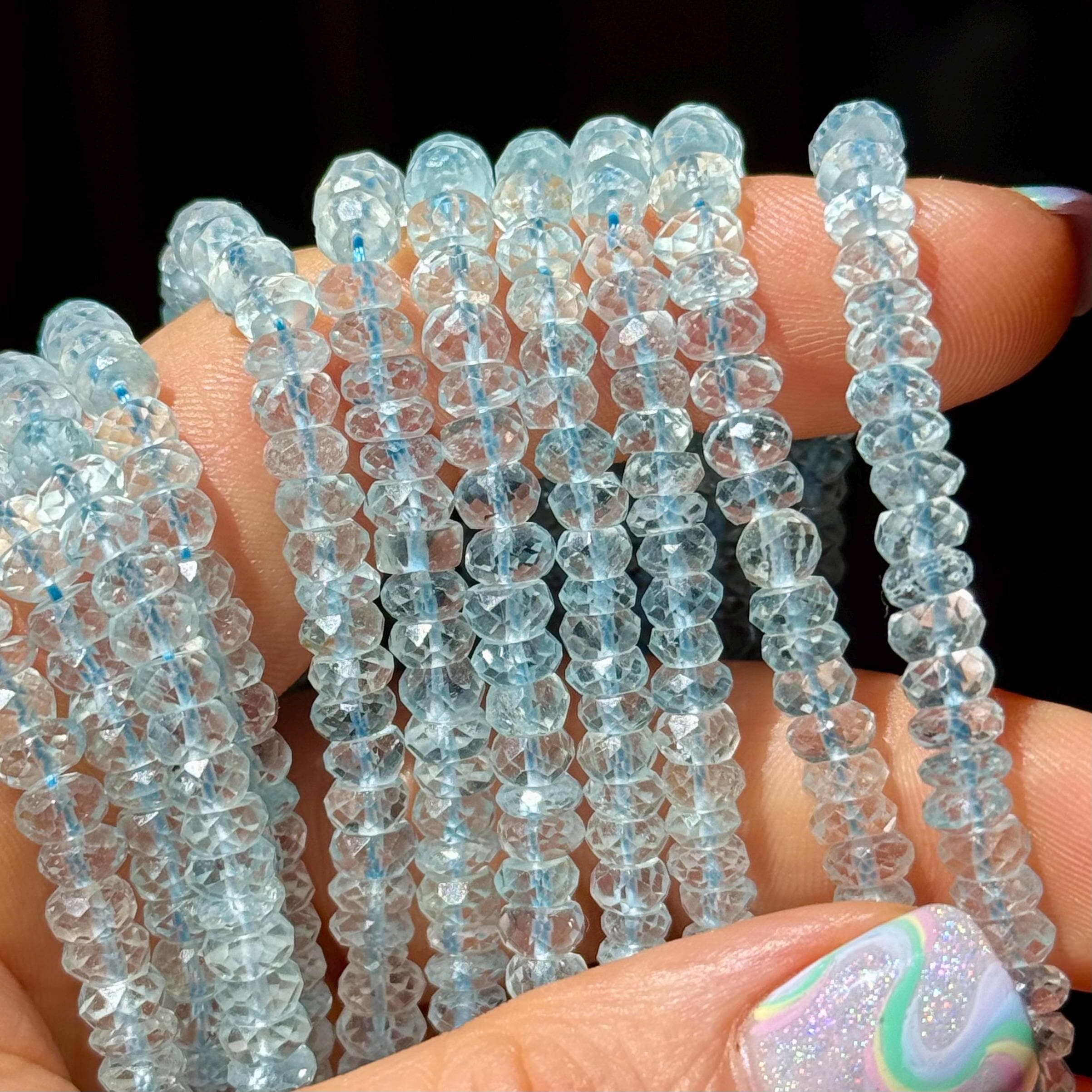 Blue Topaz Beads, 4mm to 5mm, Blue Topaz Rondelles, Topaz Rondelle Bead, Blue Gemstone Beads, 4mm Gemstone Rondelle Beads, R-TOP9