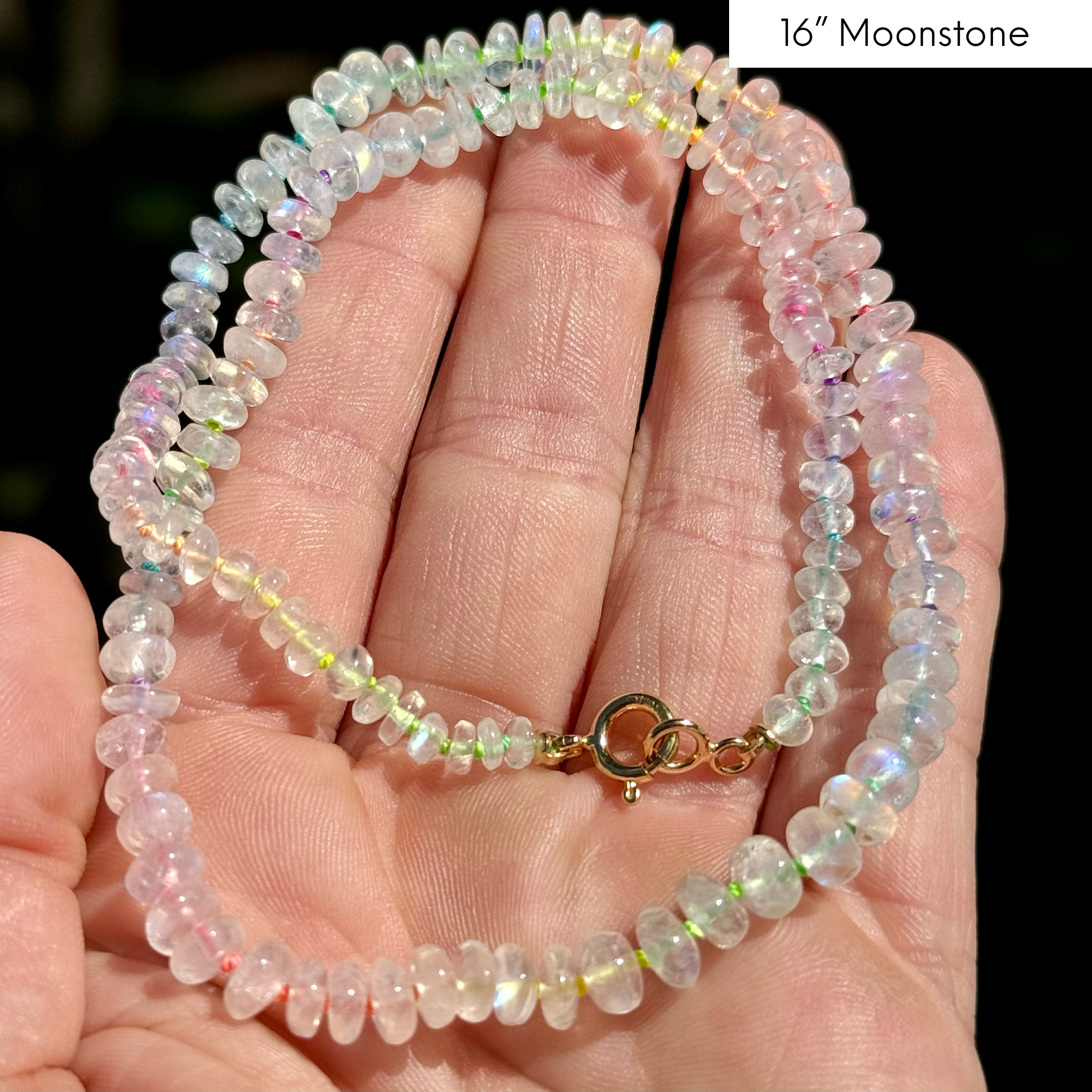 Opal Necklace, Moonstone Necklace, Jewelry Knotted on Rainbow Cord