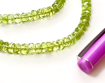 Peridot Rondelles, 4.5mm to 5mm, Peridot 5mm Rondelle, 4mm Peridot Beads, Green Gemstone Rondelles, 4mm Faceted Rondelle Beads, R-Pe5