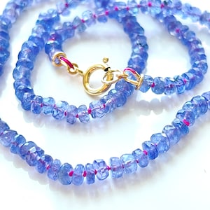 Tanzanite Knotted Necklace, Tanzanite Necklace, Purple Gemstone Jewelry, Layering Necklace, Birthstone Jewelry, Knotted Rainbow Necklace