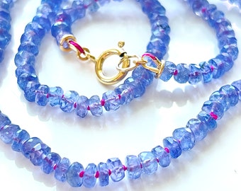 Tanzanite Knotted Necklace, Tanzanite Necklace, Purple Gemstone Jewelry, Layering Necklace, Birthstone Jewelry, Knotted Rainbow Necklace