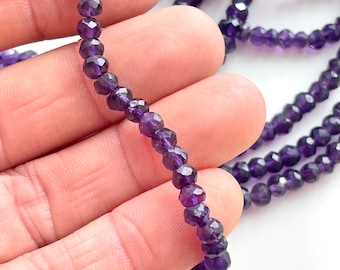 Amethyst 4mm Rondelle, Dark Amethyst Beads, 4mm Amethyst Beads, Purple Amethyst, Natural Amethyst Beads, Faceted Amethyst Beads, R-Am9*