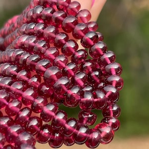 Rhodolite Garnet Beads, 3mm - 5mm, Graduated Bead Strand, Garnet Rondelle Beads, Smooth Rondelle, Rhodolite Garnet Smooth Rondelles, R-RHO6*
