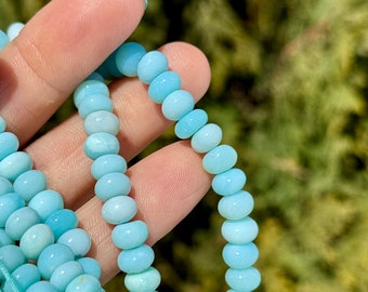 Aqua Blue Opal Rondelles, 5mm, 6mm and 7mm Gemstone Beads, AB1