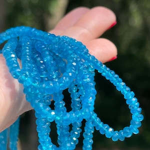 Neon Apatite Beads, 3mm - 4.5mm, Graduated Bead Strand, Neon Apatite Rondelle Faceted Bead, Blue Apatite Rondelle, Neon Apatite, R-AP15*