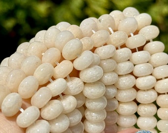 Cream Quartz 8mm Rondelles, Smooth Gemstone Rondelle Beads, Off White Smooth Rondelles, Light Gemstone Beads for Making Necklaces, WH1