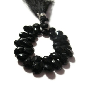 Black Spinel Beads, 7mm x 5mm Faceted Pear Shaped Briolettes, 4 Inch Strand of Natural Gemstones for Making Jewelry B-Sp2a image 2