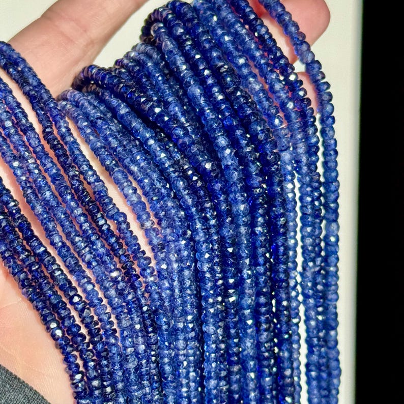 Rondeles de zafiro azul, de 3 mm a 4 mm, cuentas de zafiro, R-328 ...