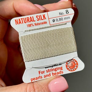 GRIFFIN Silk Cord, White, Griffin Silk Thread, Griffin Size 8 Silk Thread, White Silk Cord, Silk Cord for Pearls, Silk for Pearl Knotting,