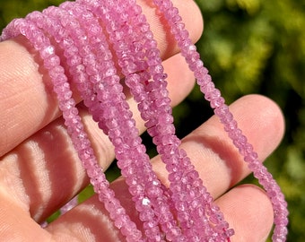 3mm Pink Sapphire Rondelles, Light Pink Sapphire Beads, Pink Gemstone 3mm Faceted Rondelles, Sapphire Gems for Making Jewelry, PS19