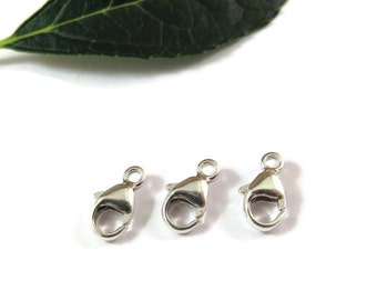 3 Silver Clasps,Two or Three .925 Sterling Silver 9mm Lobster Claws, Set of 3 Silver Findings, Jewelry Supplies (F 117s)