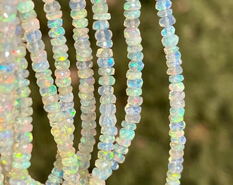 Ethiopian Opal Beads, 3mm - 4mm Opal Rondelle, Faceted AAA Opal Gemstones, October Birthstone Gems for Making Jewelry, EO10