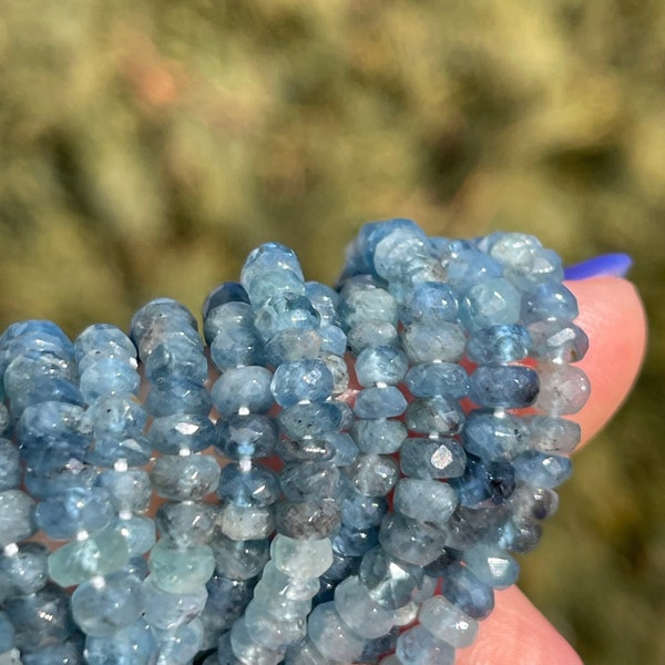 Santa Maria Aquamarine Beads, Aquamarine Rondelles, 3mm, 4mm, and 5mm Faceted Rondelles, March Birthstone Beads for Making Jewelry, R-AQU6