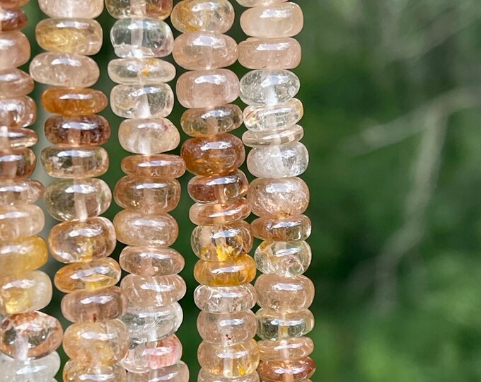 Golden Topaz 8mm Smooth Rondelle Beads, 8mm Topaz Rondelle, Brown Topaz