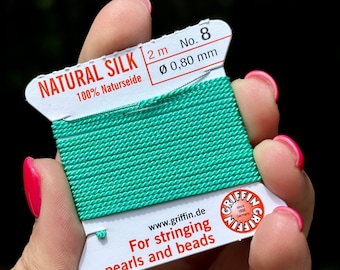 GRIFFIN Silk Cord, &quot;Tentacle&quot; Bead Snob™ Dye Job™, Green Turquoise Silk, Blue Green Griffin Silk for Hand Knotting Jewelry