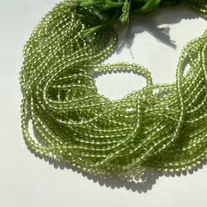 3mm Peridot Rondelles, 3mm - 4mm, 4mm Peridot Beads, Green Gemstone Beads, Peridot Rondelle, Peridot Faceted Beads, Peridot 4mm Beads, R-Pe3