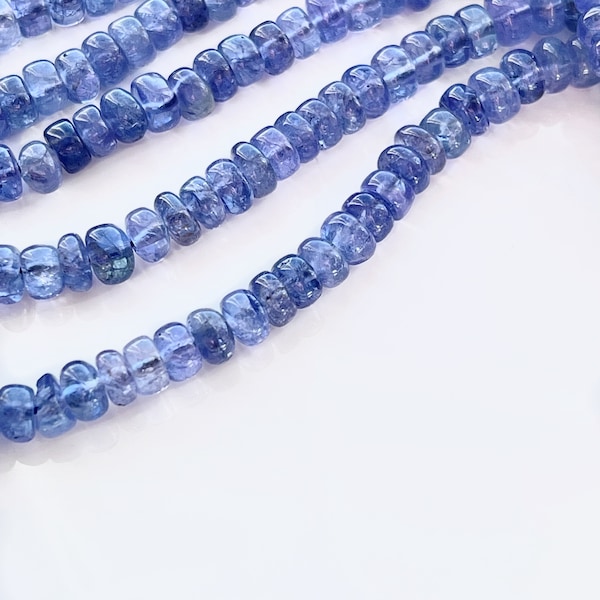 Tanzanite 5mm - 6mm Smooth Rondelles, Natural Gemstones, Purple Gems, Blue Gemstone Beads, December Birthstone, Beads for Jewelry(R-TA3)