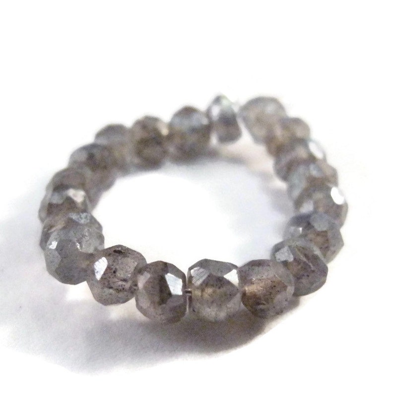 Jewelry Supplies 20 Mystic Labradorite Rondelles L-Lab6 Tiny Gray Beads Twenty Count Faceted 3mm-3.5mm Natural Gemstone Beads