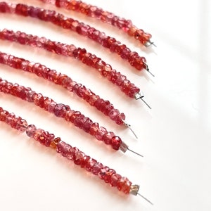 Red Sapphire Beads, 2" Strand, Faceted Rondelle 3mm Bead, Pink, Orange and Padparadscha Sapphires (R-SA13)