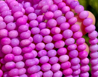 Violet Opal Beads, 6mm Gemstone Rondelles, Smooth 6mm Gemstone Rondelle Beads, Purple Rondelles for Making Jewelry, Light Purple Beads, LI4
