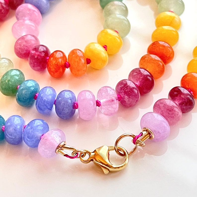Rainbow Gemstone Necklace Gem Candy Jewelry Bright Rainbow Etsy