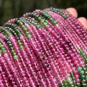 Multi Tourmaline Rondelle, 4mm to 5mm, Pink Tourmaline Beads, 4mm Tourmaline Faceted Beads, 4mm Tourmaline Beads, R-TOU12*