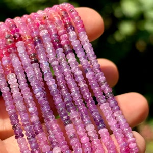 Purple Sapphire Beads, 3mm - 4mm, Sapphire Smooth Rondelles, Pink Sapphire Beads, Ombre Sapphire Beads, 3mm Purple Sapphire, R-97