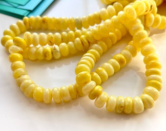 Bright Yellow Opal 8mm - 9mm Rondelle Beads, Neon Yellow Beads, 8mm Gemstone Rondelles for Knotted Necklaces, Jewelry Supplies  R-YO2