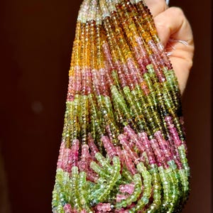 4mm Tourmaline Beads, Multi Tourmaline Bead Strand, Rainbow Tourmaline Beads, Tourmaline Rondelle, Tourmaline Rondelle Bead, 4mm Bead, R-343
