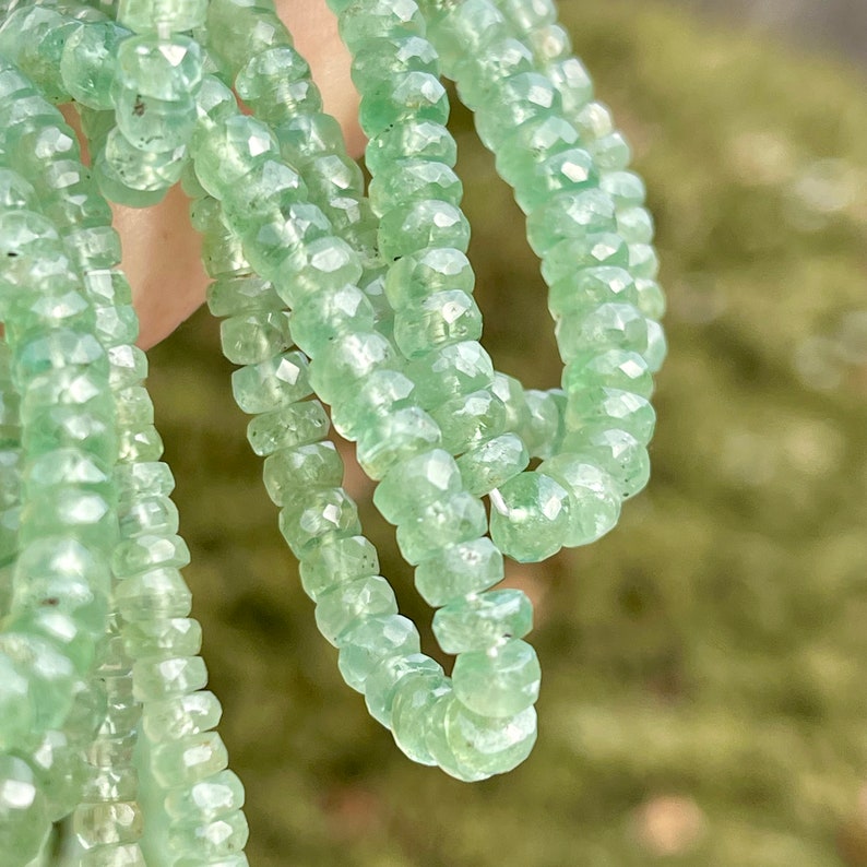 Mint Kyanite Beads, 6mm Faceted Rondelles, 4mm Jade Green Natural Gemstones, Light Green Gems for Making Beaded Jewelry, R-KYA4 image 5