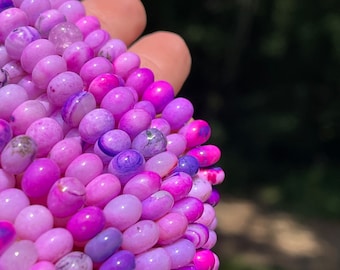 Shaded Bright Purple and Pink Opal Rondelles, 6mm or 7mm or 8mm Smooth Gemstone Rondelle Beads for Making Necklaces and Earrings  (O-SBP1)