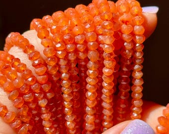 Perle di corniola, da 4 mm a 5 mm, rondelle di pietra preziosa arancione, R-353